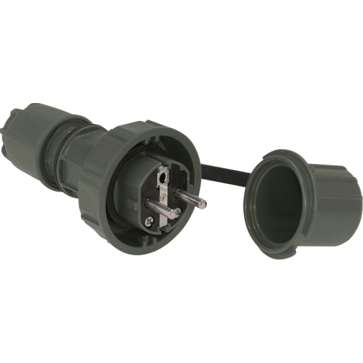 SiRoX Schutzkontakt-Stecker mit Klappdeckel, druckwasserdicht, 250 V, IP68, olivgrün