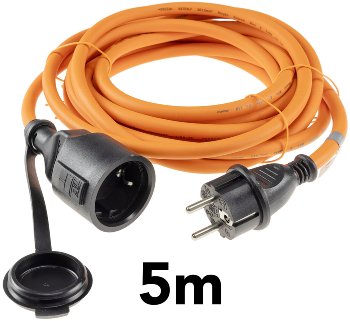 Verlängerungskabel 5m, IP44, Orange H07RN-F 3G1,5 , Stecker / Kupplung