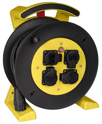 JUMBO Kabeltrommel L 2.0 in gelb-schwarz, 4x Schutzkontakt-Steckdose, H07RN-F 3G1,5 mm², 40 m 