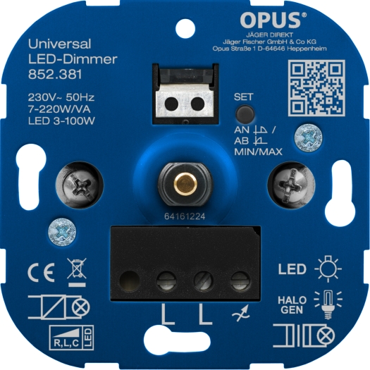 OPUS Universal-Dimmer für LED-, Glüh- und Halogenlampen Universal 7 - 220 VA / LED 3 - 100 W 