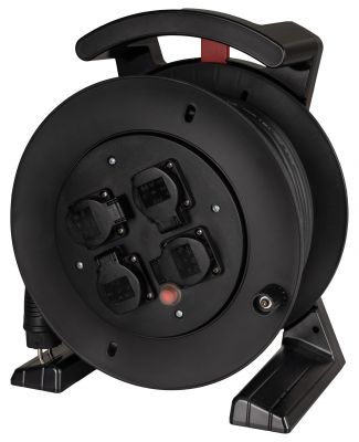 JUMBO Kabeltrommel 2.0 in schwarz, 4x Schutzkontakt-Steckdose, H07RN-F 3G1,5 mm², 40 m 