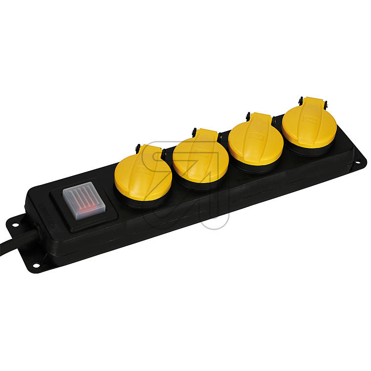 4-fach Tischdose m.Klappdeckeln IP44 GNPBK04 schwarz/gelb, mit Schalter