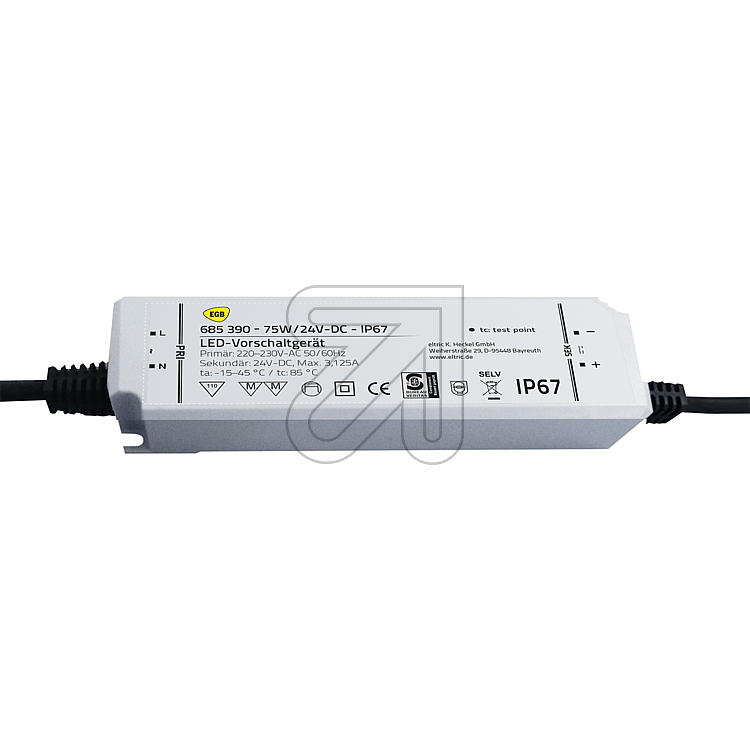EGB Vorschaltgerät IP67 75W für LED-Stripes 24V-DC