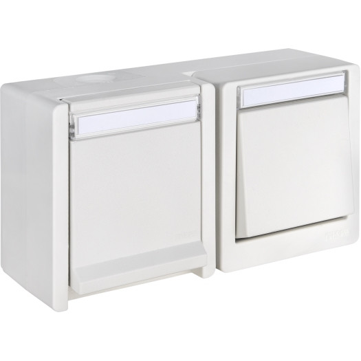 OPUS RESIST Schalter mit Steckdose, waagerecht reinweiß OPUS RESIST Schalter mit Steckdose, waagerecht reinweiß