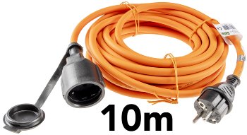 Verlängerungskabel 10m, IP44, Orange H07RN-F 3G1,5 , Stecker / Kupplung