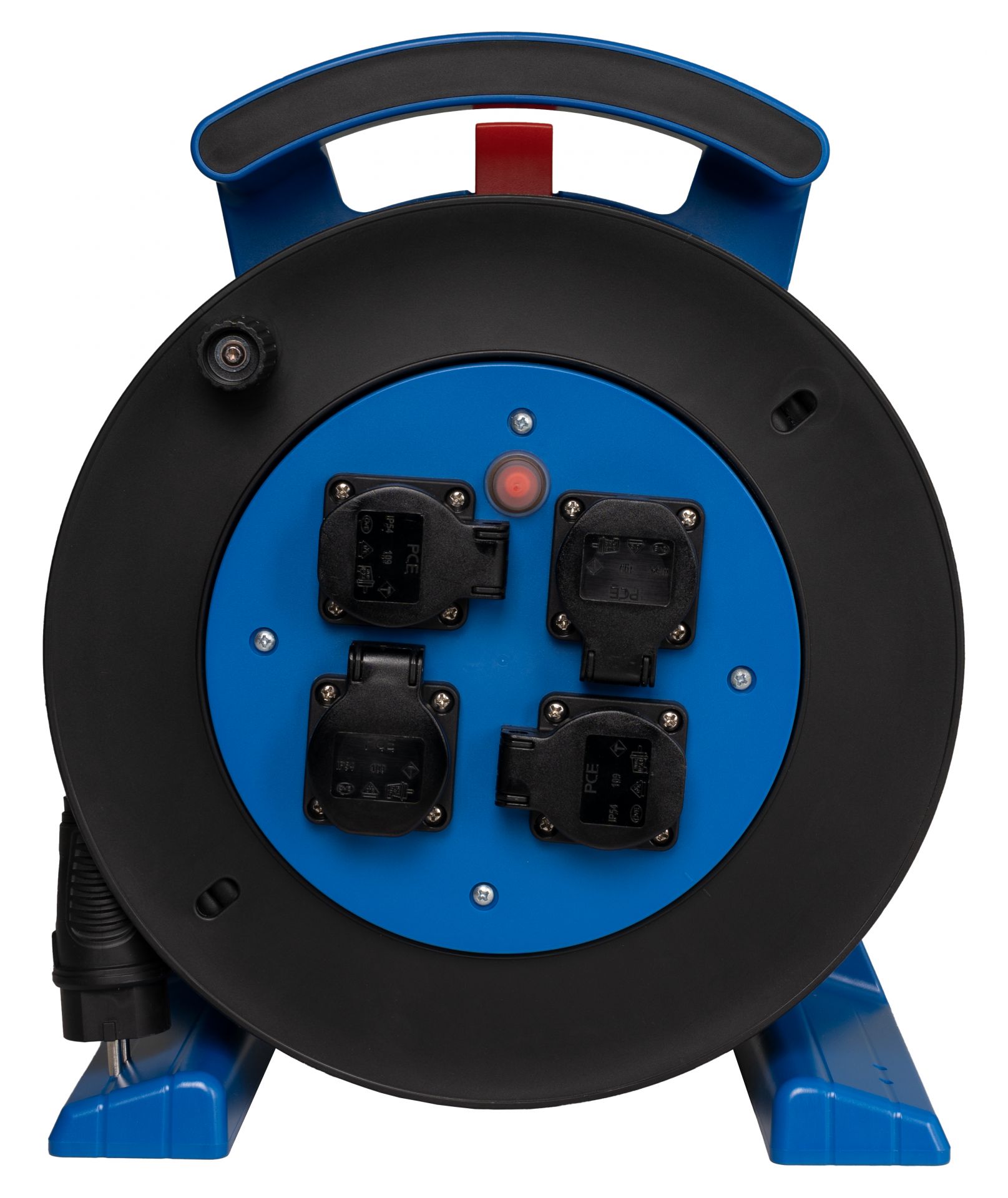 Kabeltrommel blau-schwarz, 4 x Schutzkontakt-Steckdose, H07BQ-F 3 G 1,5 mm², 40 m JUMBO L 2.0