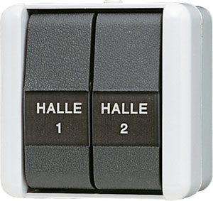 jung_835naw Jung  Doppeltaster 835 NAW IP44 m. Schriftfeld 2 Schliesser