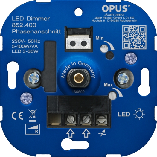 OPUS Dreh-Phasenabschnitt-Dimmer 5 - 100 VA / LED 3 - 35 W