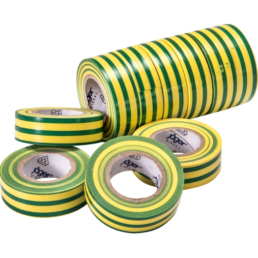 VDE-PVC-Isolierband, grün-gelbStärke=0,15mm, Breite=15mm, VE=10m