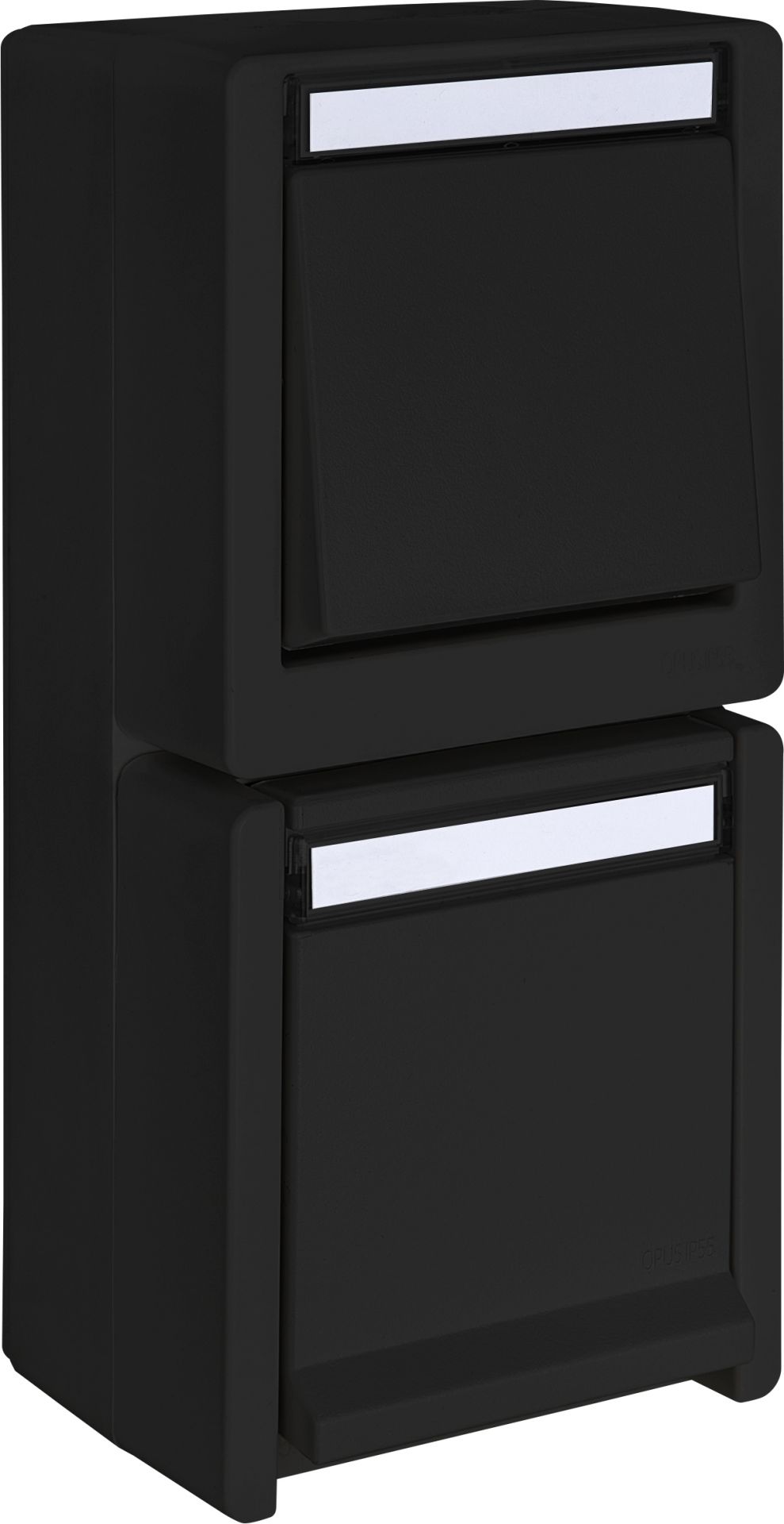 OPUS RESIST Universalschalter Aus/Wechsel mit Steckdose und erhöhtem Berührungsschutz, senkrecht schwarz OPUS RESIST Universalschalter Aus/Wechsel mit Steckdose und erhöhtem Berührungsschutz, senkrecht schwarz