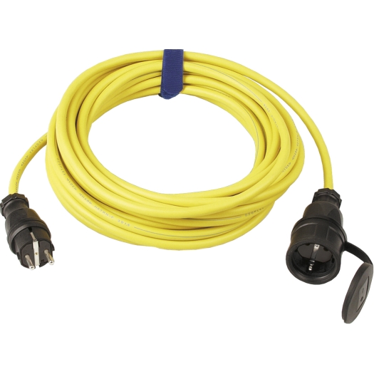 SiRoX Verlängerung, gelb, 10 m, 1x Schutzkontakt-Stecker und Kupplung, H07RN-F 3G1,5 