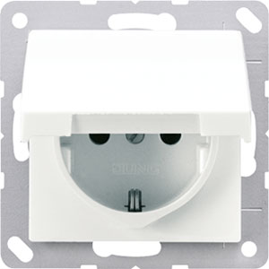 jung_as520klww Jung AS1520KLWW, Schukosteckdose m. Klappdeckel alpinweiß