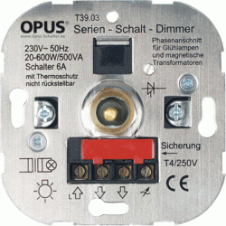 Opus Serien-Schalt-Dimmer mit Thermoschutz, 20-500VA