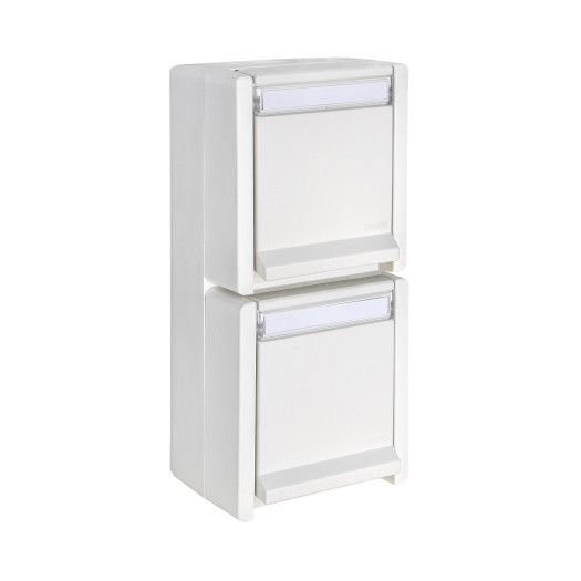 OPUS RESIST Schalter/Taster mit Steckdose, senkrecht Taster, Wechsler reinweiß OPUS RESIST Schalter/Taster mit Steckdose, senkrecht Taster, Wechsler reinweiß