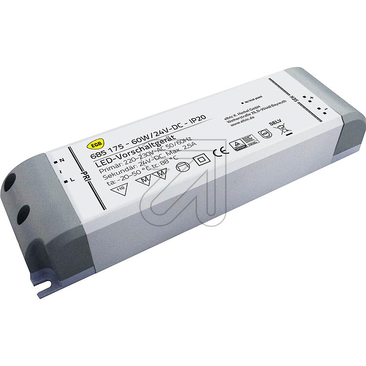 EGB Vorschaltgerät IP20 60W für LED-Stripes 24V-DC