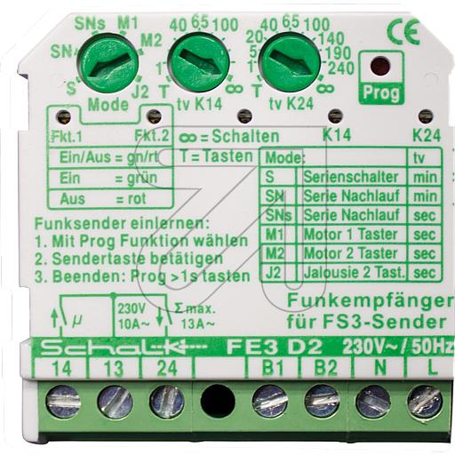 Funk-Empfängerschalter  FE 3 D2  2-Kanal (FE3D09)